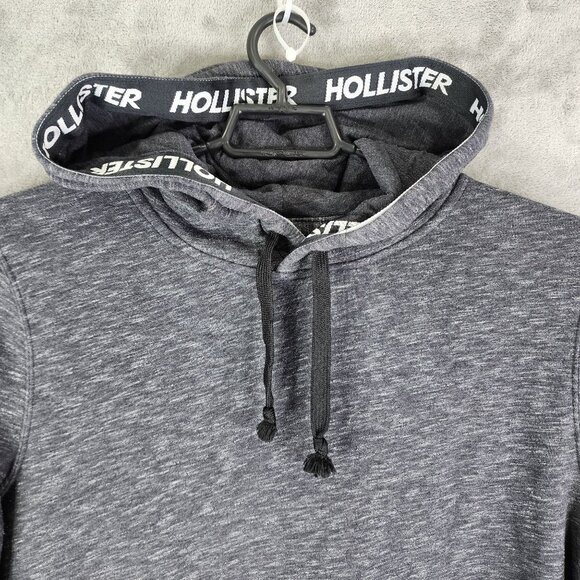 Mens Heather Gray Hollister Drawstring Hooded Sweatshirt Long Sleeve Size XL - Picture 4 of 12